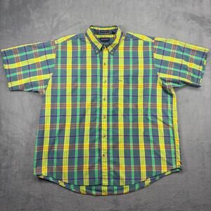 VTG Gant Button Down Shirt Men XL Multicolor Foxhunt Plaid Half Sleeve Cotton